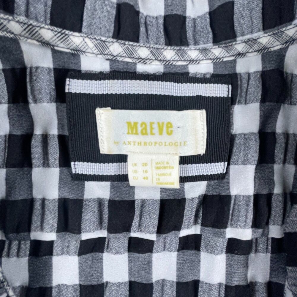 Maeve Anthropologie Gingham Wrap Sleeveless Top 16 Black White Blouse Summer - Picture 5 of 13